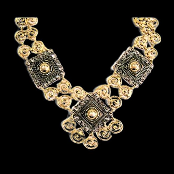 "Byzantine" Belt or Necklace in Brass circa 1970 Brutalist Belt, Middle Eastern - Picture 1 of 4